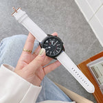 真皮銀色錶扣替換錶帶，適用於 Samsung Galaxy Watch3 45mm，適用於 Samsung Galaxy Watch3 41mm