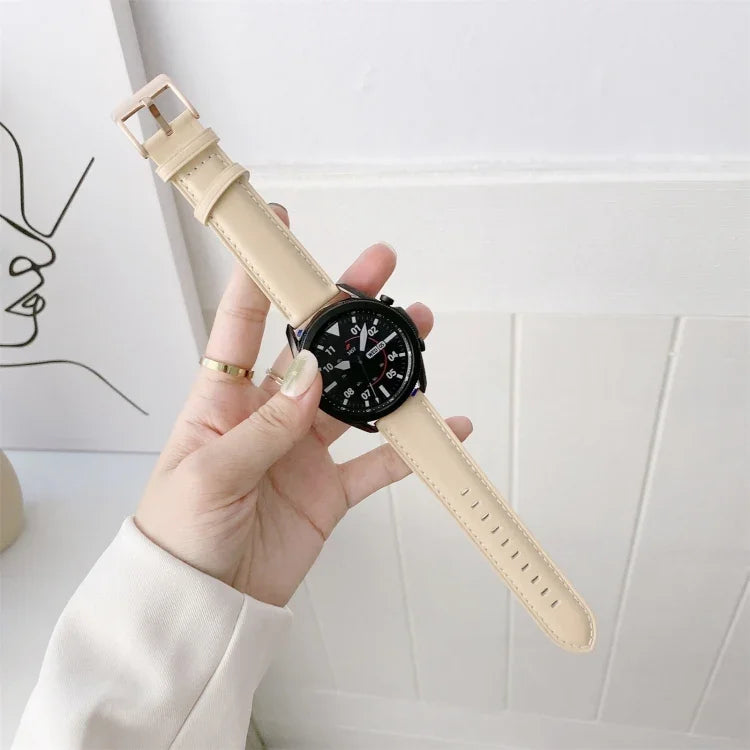 真皮銀色錶扣替換錶帶，適用於 Samsung Galaxy Watch3 45mm，適用於 Samsung Galaxy Watch3 41mm
