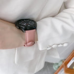 真皮銀色錶扣替換錶帶，適用於 Samsung Galaxy Watch3 45mm，適用於 Samsung Galaxy Watch3 41mm