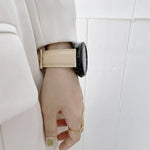 真皮銀色錶扣替換錶帶，適用於 Samsung Galaxy Watch3 45mm，適用於 Samsung Galaxy Watch3 41mm