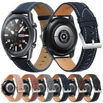真皮銀色錶扣替換錶帶，適用於 Samsung Galaxy Watch3 45mm，適用於 Samsung Galaxy Watch3 41mm