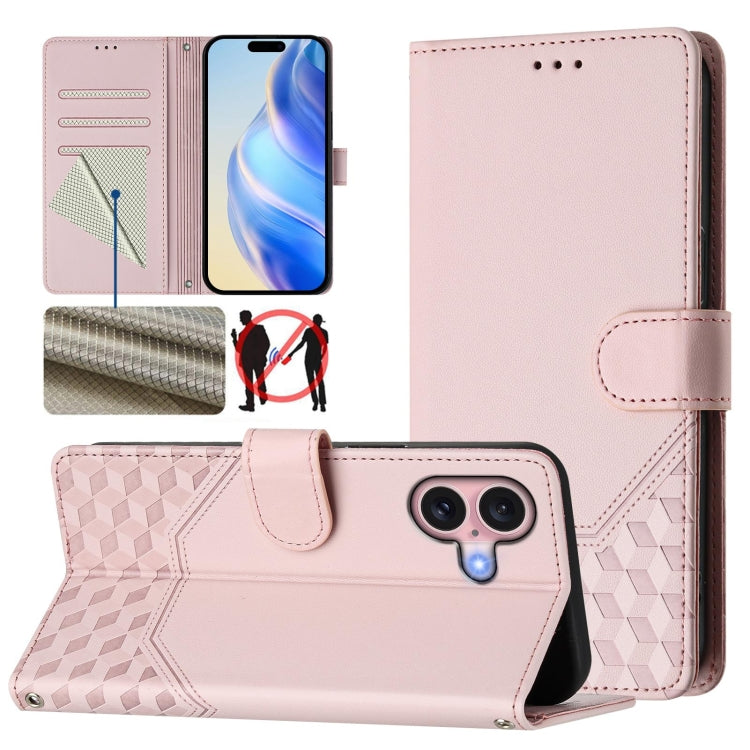 蜂巢壓紋RFID皮革手機殼，適用於iPhone 17e / 16e、iPhone 17 Pro Max、iPhone 17 Pro、iPhone 17、iPhone Air、iPhone 16 Pro Max、iPhone 16 Pro、iPhone 16 Plus