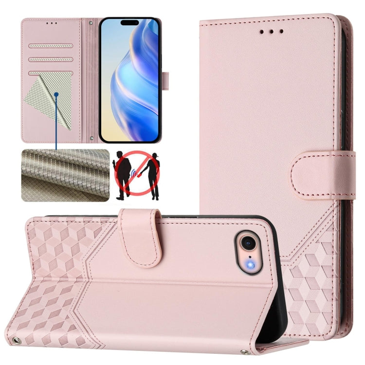 蜂巢浮雕 RFID 皮革手機殼，適用於 iPhone 14 Pro Max、iPhone SE 2022 / 2020 / 8 / 7、iPhone 13 Pro Max、iPhone 13 Pro、iPhone 13 mini、iPhone 12 / 12 Pro、iPhone 12 Pro Max、iPhone 12 mini