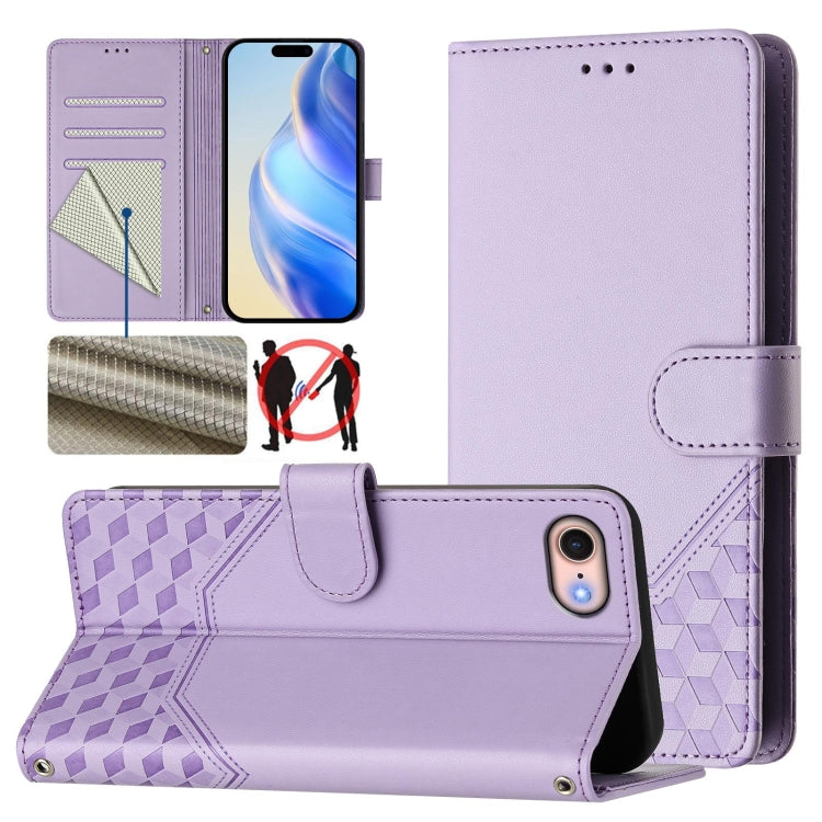 蜂巢浮雕 RFID 皮革手機殼，適用於 iPhone 14 Pro Max、iPhone SE 2022 / 2020 / 8 / 7、iPhone 13 Pro Max、iPhone 13 Pro、iPhone 13 mini、iPhone 12 / 12 Pro、iPhone 12 Pro Max、iPhone 12 mini