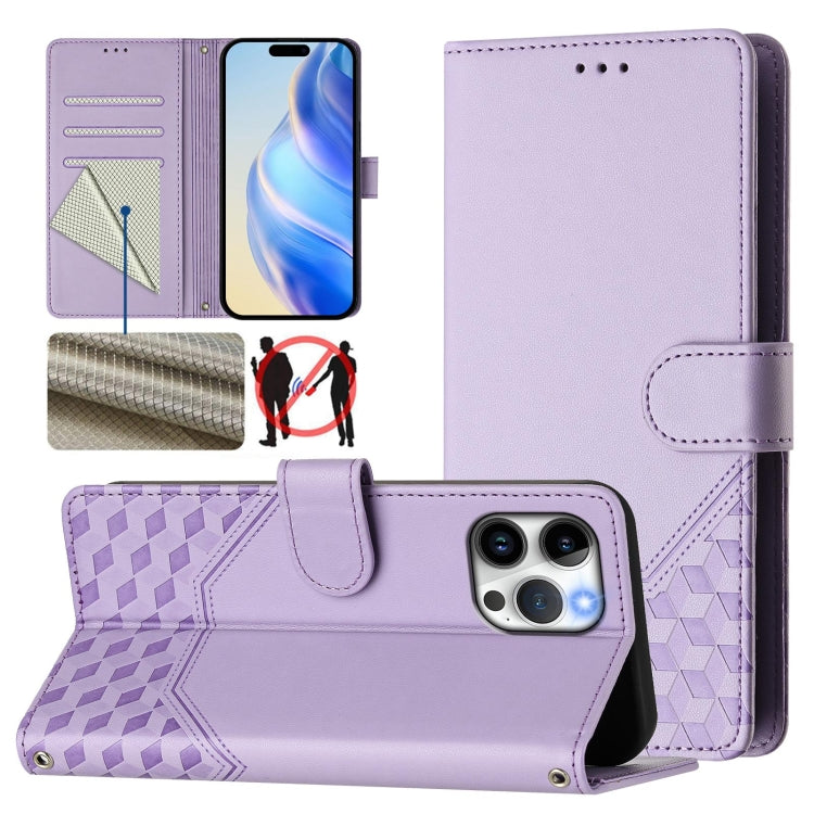 蜂巢浮雕 RFID 皮革手機殼，適用於 iPhone 14 Pro Max、iPhone SE 2022 / 2020 / 8 / 7、iPhone 13 Pro Max、iPhone 13 Pro、iPhone 13 mini、iPhone 12 / 12 Pro、iPhone 12 Pro Max、iPhone 12 mini