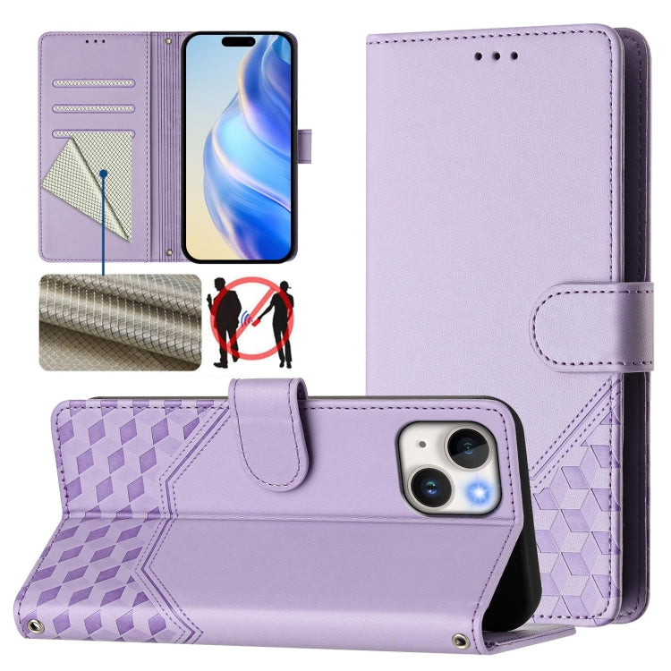蜂巢浮雕 RFID 皮革手機殼，適用於 iPhone 14 Pro Max、iPhone SE 2022 / 2020 / 8 / 7、iPhone 13 Pro Max、iPhone 13 Pro、iPhone 13 mini、iPhone 12 / 12 Pro、iPhone 12 Pro Max、iPhone 12 mini