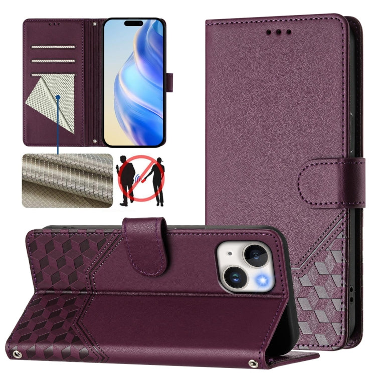 蜂巢浮雕 RFID 皮革手機殼，適用於 iPhone 14 Pro Max、iPhone SE 2022 / 2020 / 8 / 7、iPhone 13 Pro Max、iPhone 13 Pro、iPhone 13 mini、iPhone 12 / 12 Pro、iPhone 12 Pro Max、iPhone 12 mini
