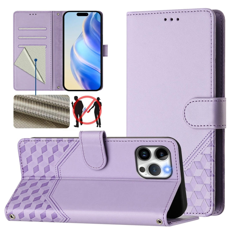 蜂巢浮雕 RFID 皮革手機殼，適用於 iPhone 14 Pro Max、iPhone SE 2022 / 2020 / 8 / 7、iPhone 13 Pro Max、iPhone 13 Pro、iPhone 13 mini、iPhone 12 / 12 Pro、iPhone 12 Pro Max、iPhone 12 mini