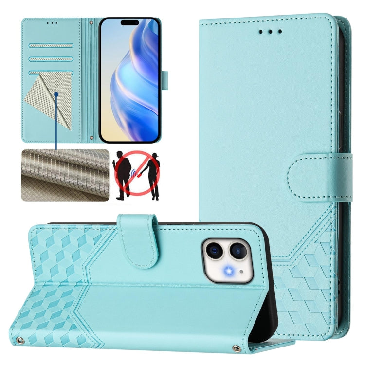 蜂巢浮雕 RFID 皮革手機殼，適用於 iPhone 14 Pro Max、iPhone SE 2022 / 2020 / 8 / 7、iPhone 13 Pro Max、iPhone 13 Pro、iPhone 13 mini、iPhone 12 / 12 Pro、iPhone 12 Pro Max、iPhone 12 mini