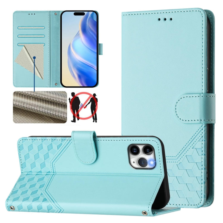 蜂巢浮雕 RFID 皮革手機殼，適用於 iPhone 11 Pro Max、iPhone 11、iPhone 11 Pro、iPhone X / XS、iPhone XR、iPhone XS Max、iPhone 8 Plus / 7 Plus