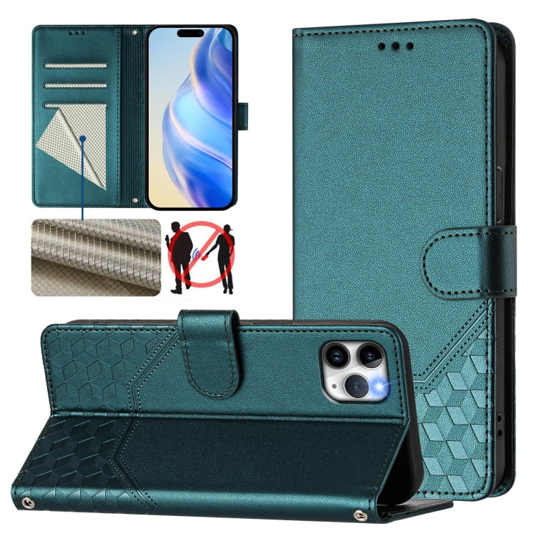 蜂巢浮雕 RFID 皮革手機殼，適用於 iPhone 11 Pro Max、iPhone 11、iPhone 11 Pro、iPhone X / XS、iPhone XR、iPhone XS Max、iPhone 8 Plus / 7 Plus