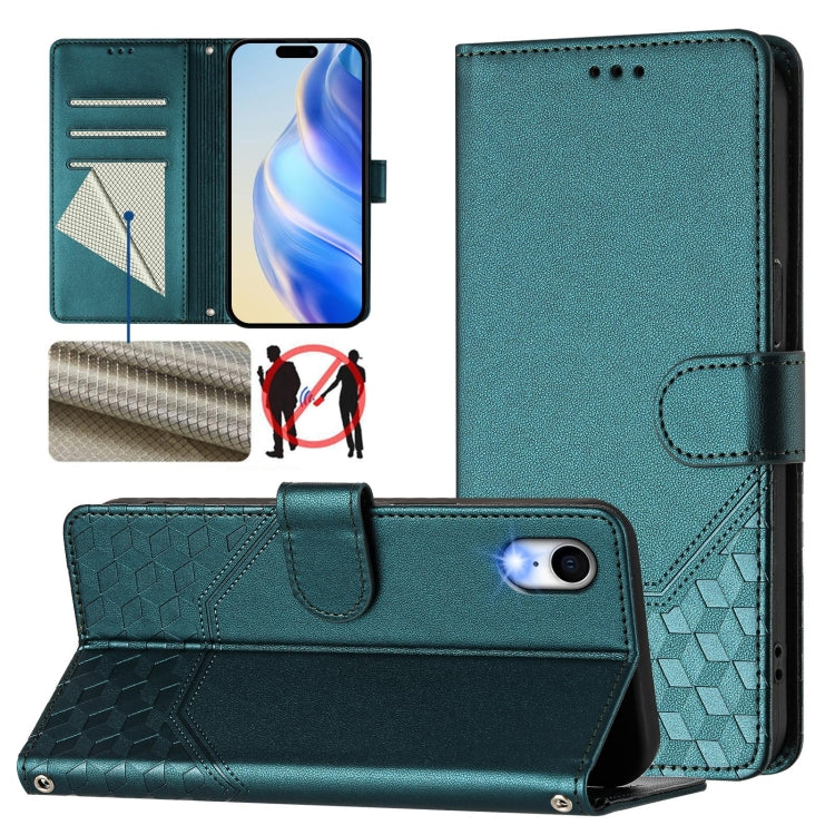 蜂巢浮雕 RFID 皮革手機殼，適用於 iPhone 11 Pro Max、iPhone 11、iPhone 11 Pro、iPhone X / XS、iPhone XR、iPhone XS Max、iPhone 8 Plus / 7 Plus