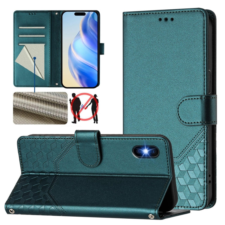 蜂巢浮雕 RFID 皮革手機殼，適用於 iPhone 11 Pro Max、iPhone 11、iPhone 11 Pro、iPhone X / XS、iPhone XR、iPhone XS Max、iPhone 8 Plus / 7 Plus
