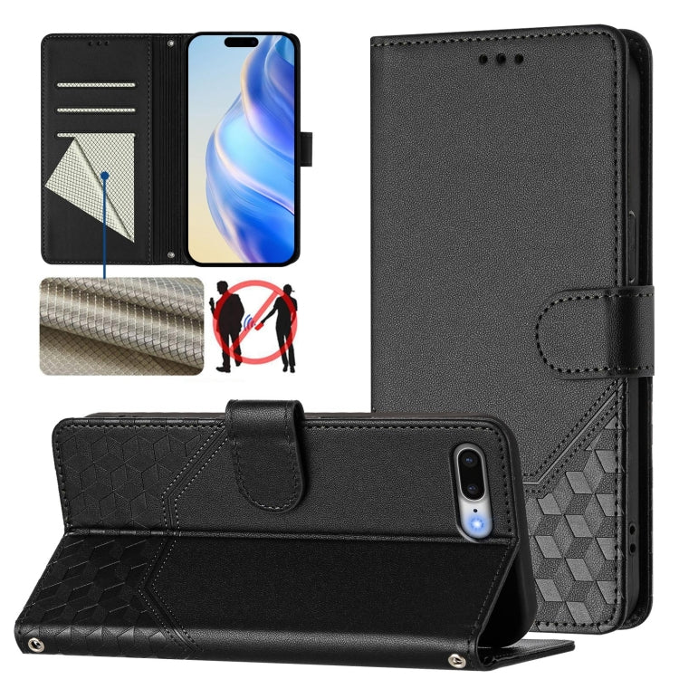 蜂巢浮雕 RFID 皮革手機殼，適用於 iPhone 11 Pro Max、iPhone 11、iPhone 11 Pro、iPhone X / XS、iPhone XR、iPhone XS Max、iPhone 8 Plus / 7 Plus