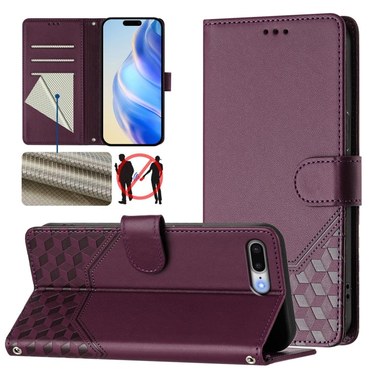 蜂巢浮雕 RFID 皮革手機殼，適用於 iPhone 11 Pro Max、iPhone 11、iPhone 11 Pro、iPhone X / XS、iPhone XR、iPhone XS Max、iPhone 8 Plus / 7 Plus