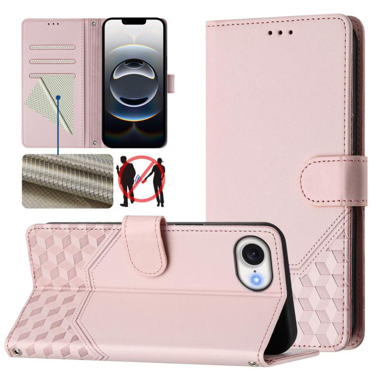 蜂巢壓紋RFID皮革手機殼，適用於iPhone 17e / 16e、iPhone 17 Pro Max、iPhone 17 Pro、iPhone 17、iPhone Air、iPhone 16 Pro Max、iPhone 16 Pro、iPhone 16 Plus