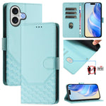 蜂巢壓紋RFID皮革手機殼，適用於iPhone 17e / 16e、iPhone 17 Pro Max、iPhone 17 Pro、iPhone 17、iPhone Air、iPhone 16 Pro Max、iPhone 16 Pro、iPhone 16 Plus