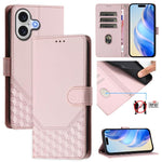 蜂巢壓紋RFID皮革手機殼，適用於iPhone 17e / 16e、iPhone 17 Pro Max、iPhone 17 Pro、iPhone 17、iPhone Air、iPhone 16 Pro Max、iPhone 16 Pro、iPhone 16 Plus