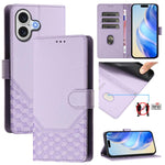 蜂巢壓紋RFID皮革手機殼，適用於iPhone 17e / 16e、iPhone 17 Pro Max、iPhone 17 Pro、iPhone 17、iPhone Air、iPhone 16 Pro Max、iPhone 16 Pro、iPhone 16 Plus