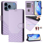 蜂巢壓紋RFID皮革手機殼，適用於iPhone 17e / 16e、iPhone 17 Pro Max、iPhone 17 Pro、iPhone 17、iPhone Air、iPhone 16 Pro Max、iPhone 16 Pro、iPhone 16 Plus
