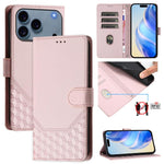 蜂巢壓紋RFID皮革手機殼，適用於iPhone 17e / 16e、iPhone 17 Pro Max、iPhone 17 Pro、iPhone 17、iPhone Air、iPhone 16 Pro Max、iPhone 16 Pro、iPhone 16 Plus