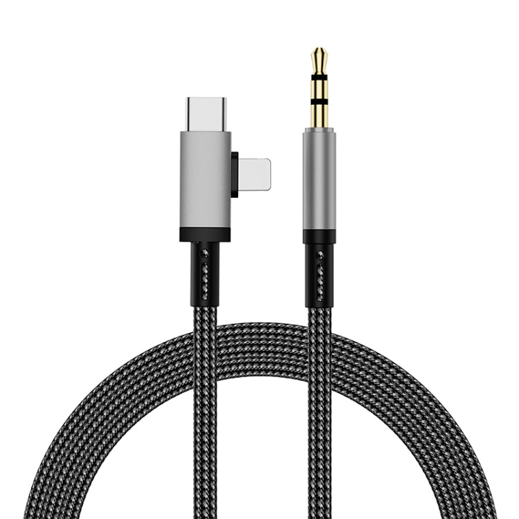 2合1 8針、USB-C / Type-C轉3.5毫米車載AUX音頻轉接線，Type-C，8針轉3.5毫米，長度：1米