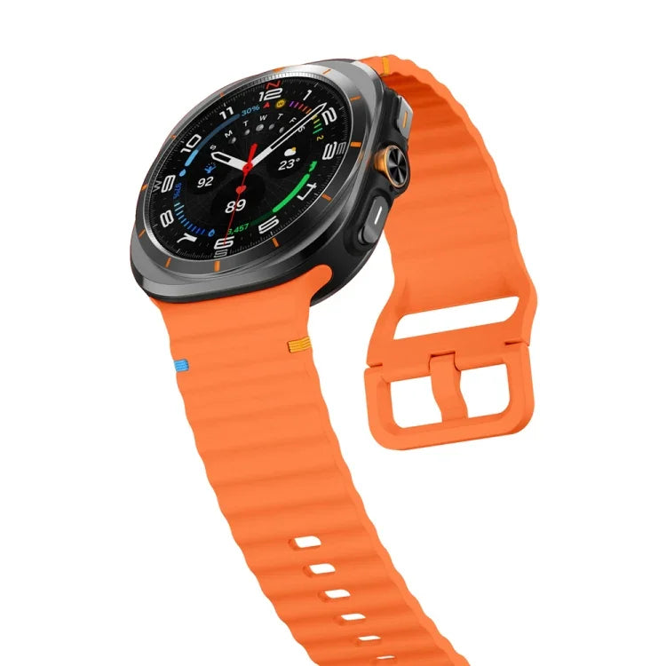 Wavy Grain Stitched Silicone Watch Band, For Samsung Galaxy Watch Ultra 47mm / Ultra 2025