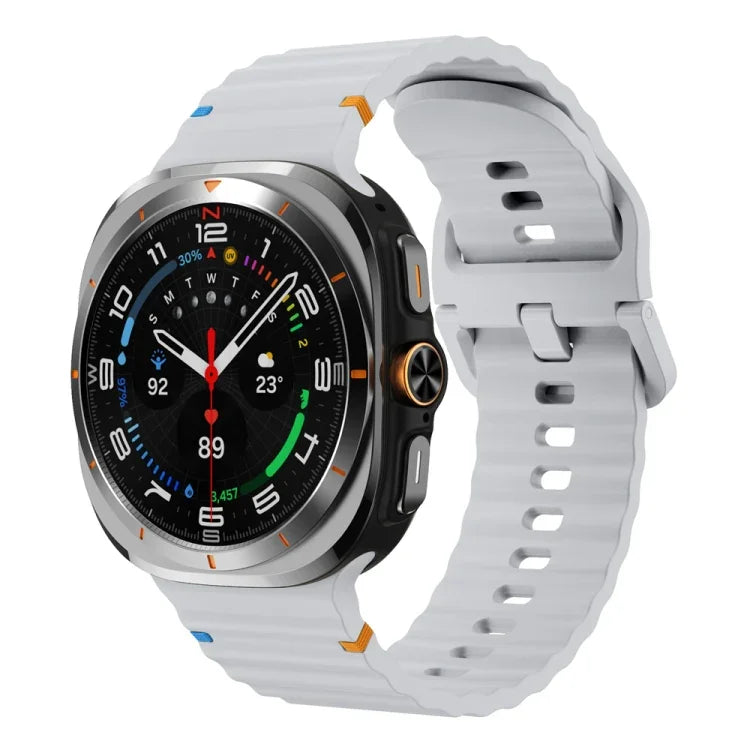 Wavy Grain Stitched Silicone Watch Band, For Samsung Galaxy Watch Ultra 47mm / Ultra 2025