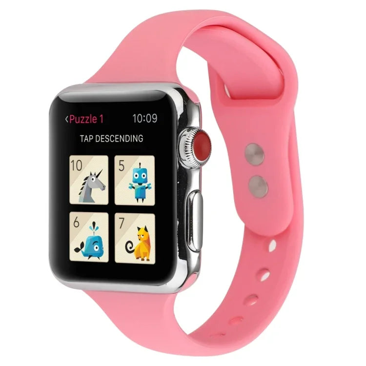 Thin Silicone Double Buckle Replacement Wrist Strap, For Apple Watch Series 7 41mm / 6 & SE & 5 & 4 40mm / 3 & 2 & 1 38mm, For Apple Watch Series 8&7 41mm / SE 2&6&SE&5&4 40mm / 3&2&1 38mm