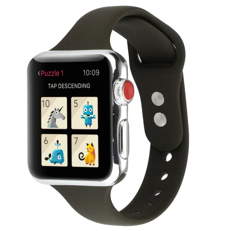 Thin Silicone Double Buckle Replacement Wrist Strap, For Apple Watch Series 7 41mm / 6 & SE & 5 & 4 40mm / 3 & 2 & 1 38mm, For Apple Watch Series 8&7 41mm / SE 2&6&SE&5&4 40mm / 3&2&1 38mm