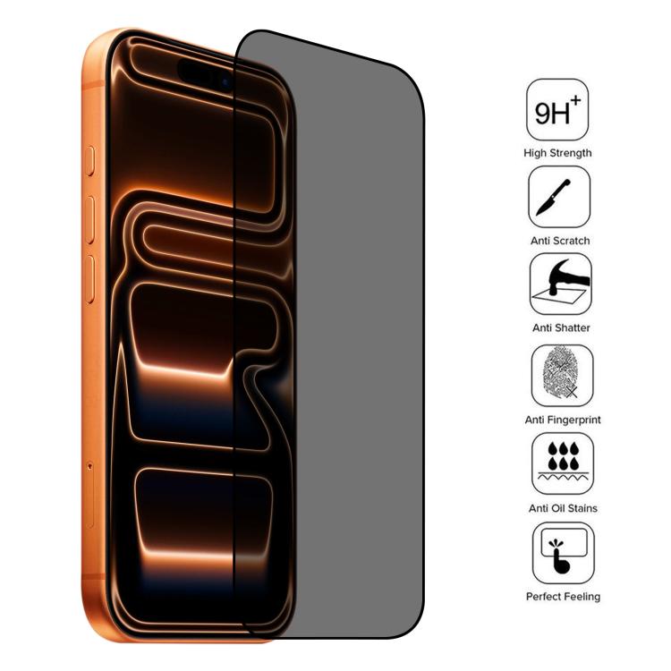 全覆蓋防窺絲印鋼化玻璃保護膜，適用於 iPhone 17 Pro Max，適用於 iPhone 17 Pro，適用於 iPhone 17，適用於 iPhone Air，適用於 iPhone 16 Pro Max，適用於 iPhone 16 Pro，適用於 iPhone 16 Plus，適用於 iPhone 16