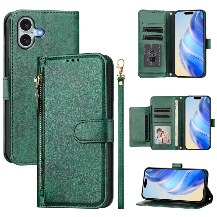多卡槽拉鍊錢包皮革手機殼，適用於iPhone 17e / 16e、iPhone 17 Pro Max、iPhone 17 Pro、iPhone 17、iPhone Air、iPhone 16 Pro Max、iPhone 16 Pro、iPhone 16 Plus
