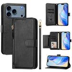 多卡槽拉鍊錢包皮革手機殼，適用於iPhone 17e / 16e、iPhone 17 Pro Max、iPhone 17 Pro、iPhone 17、iPhone Air、iPhone 16 Pro Max、iPhone 16 Pro、iPhone 16 Plus