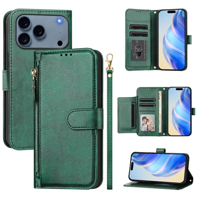 多卡槽拉鍊錢包皮革手機殼，適用於iPhone 17e / 16e、iPhone 17 Pro Max、iPhone 17 Pro、iPhone 17、iPhone Air、iPhone 16 Pro Max、iPhone 16 Pro、iPhone 16 Plus