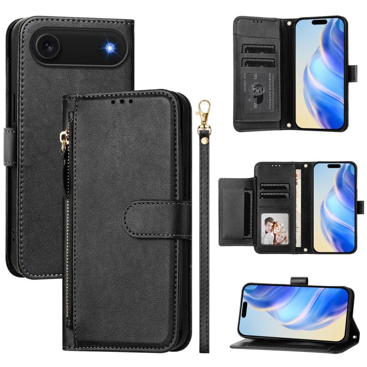 多卡槽拉鍊錢包皮革手機殼，適用於iPhone 17e / 16e、iPhone 17 Pro Max、iPhone 17 Pro、iPhone 17、iPhone Air、iPhone 16 Pro Max、iPhone 16 Pro、iPhone 16 Plus