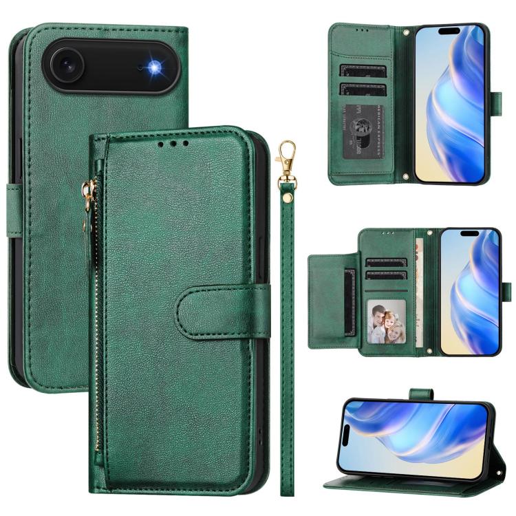 多卡槽拉鍊錢包皮革手機殼，適用於iPhone 17e / 16e、iPhone 17 Pro Max、iPhone 17 Pro、iPhone 17、iPhone Air、iPhone 16 Pro Max、iPhone 16 Pro、iPhone 16 Plus