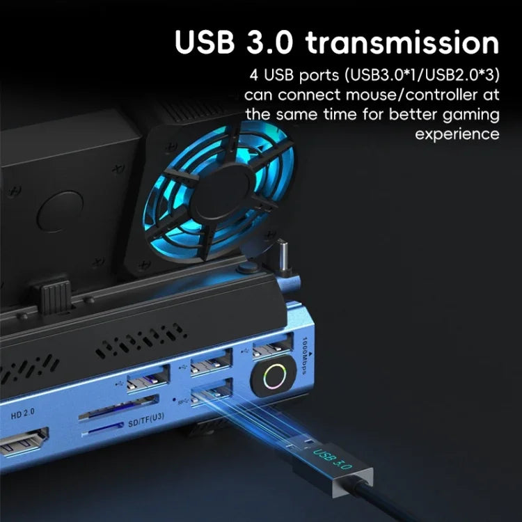YCE-V279A 9 合 1 USB-C 遊戲擴充座，帶可拆卸風扇，9 合 1
