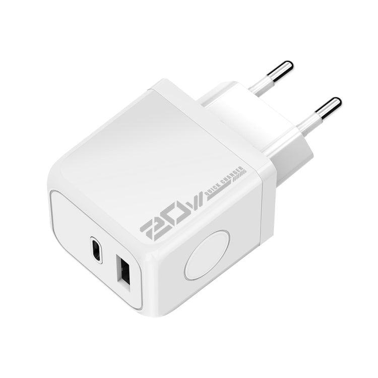 M167 PD 20W Type-C 與 USB QC 3.0 快速充電器，歐規插頭，美規插頭