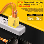 M167 PD 20W Type-C and USB QC 3.0 Fast Charger, EU Plug, US Plug