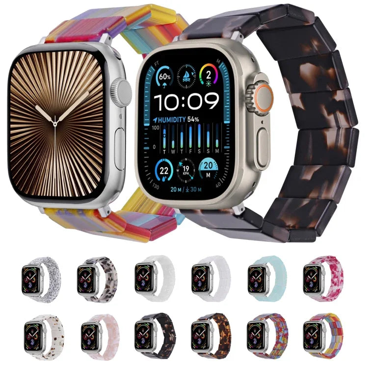 彈力繩方形樹脂錶帶，適用於 Apple Watch 46mm / 49mm / 45mm / 44mm，適用於 Apple Watch 42mm / 41mm / 40mm / 38mm