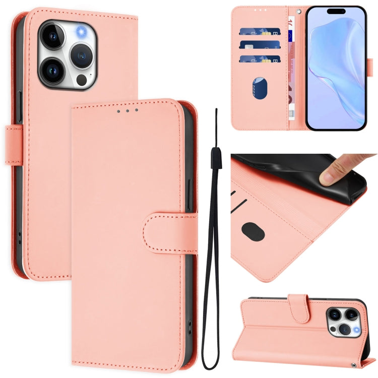 皮膚觸感純色皮革手機殼附掛繩，適用於iPhone 16 Pro、iPhone 16 Plus