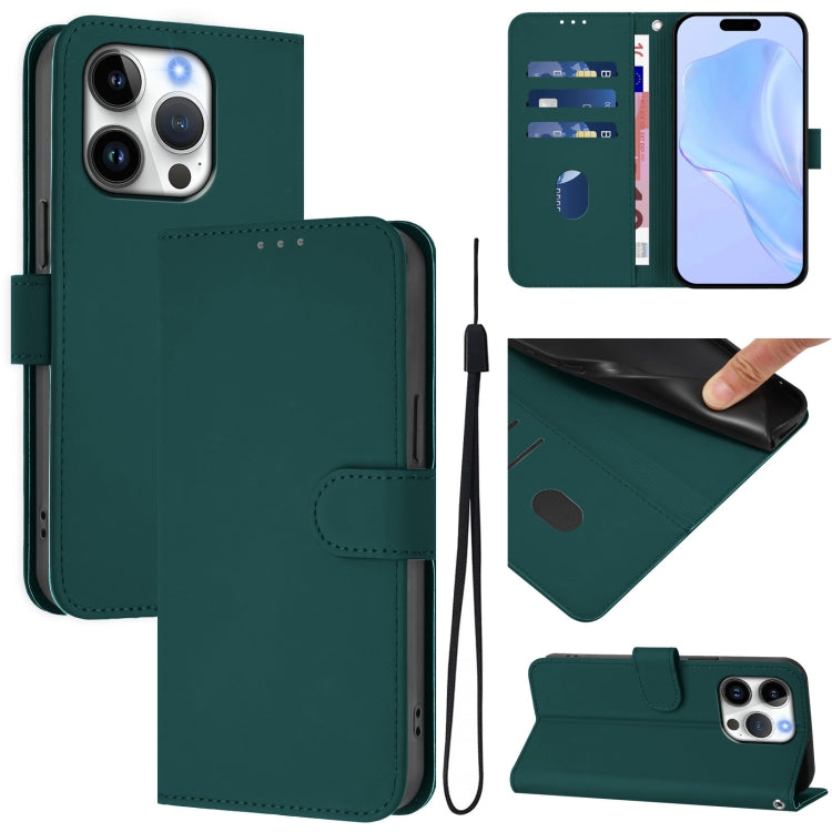 皮膚觸感純色皮革手機殼附掛繩，適用於iPhone 16 Pro、iPhone 16 Plus
