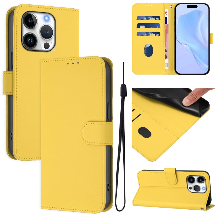 皮膚觸感純色皮革手機殼附掛繩，適用於iPhone 16 Pro、iPhone 16 Plus