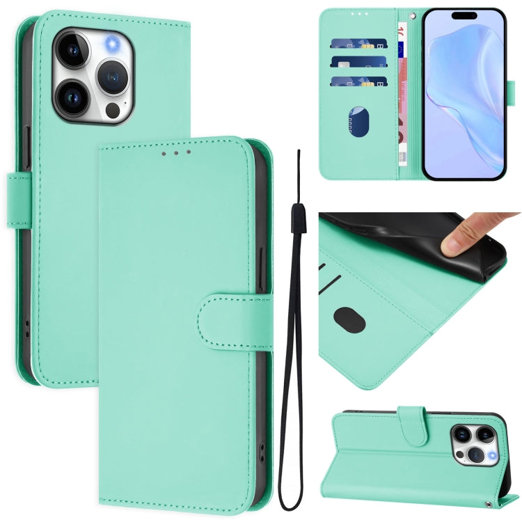 皮膚觸感純色皮革手機殼附掛繩，適用於iPhone 16 Pro、iPhone 16 Plus