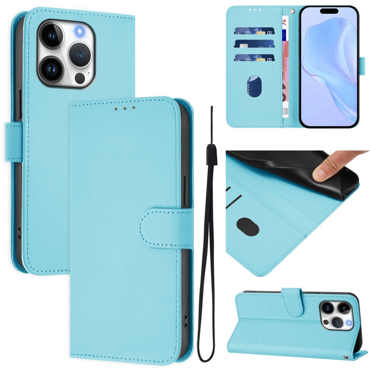 皮膚觸感純色皮革手機殼附掛繩，適用於iPhone 16 Pro、iPhone 16 Plus