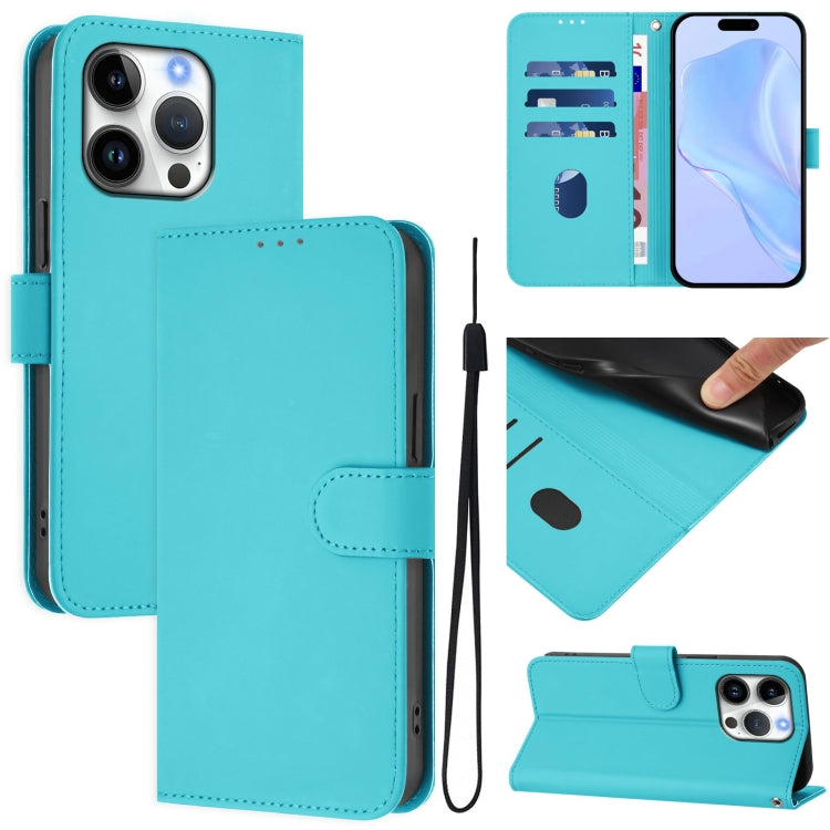 皮膚觸感純色皮革手機殼附掛繩，適用於iPhone 16 Pro、iPhone 16 Plus