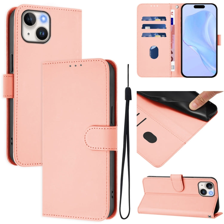 皮膚觸感純色皮革手機殼附掛繩，適用於 iPhone 14 / 13，適用於 iPhone 14 Pro