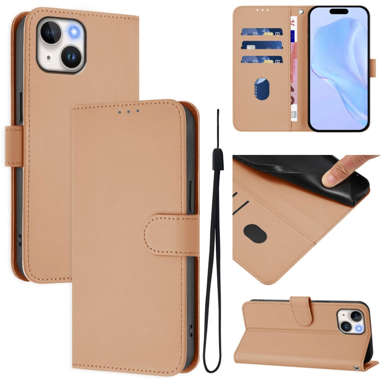 皮膚觸感純色皮革手機殼附掛繩，適用於 iPhone 14 / 13，適用於 iPhone 14 Pro