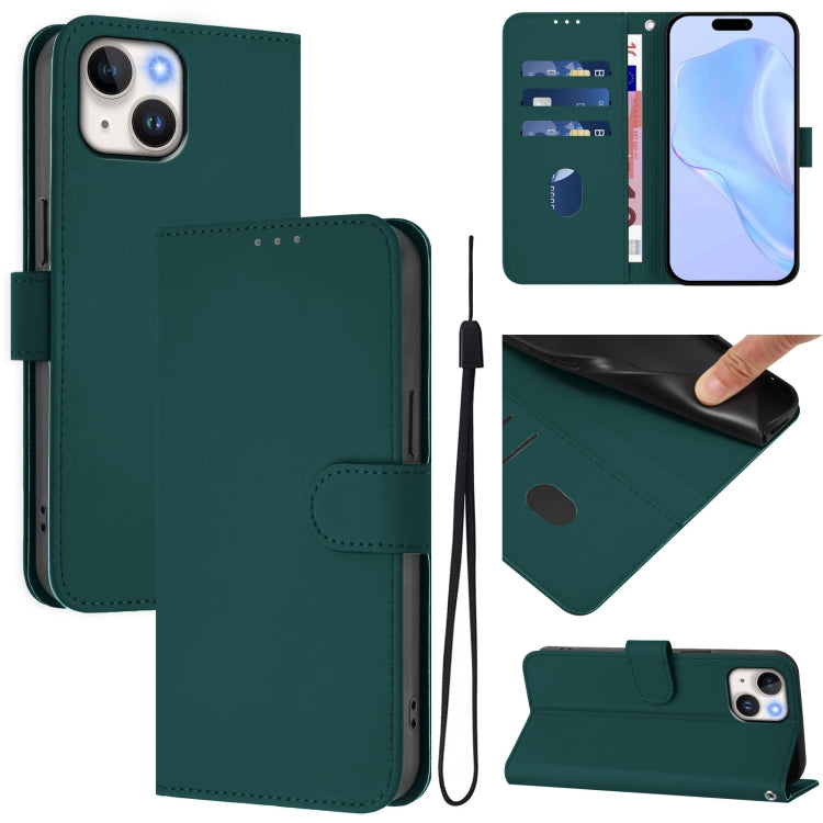 皮膚觸感純色皮革手機殼附掛繩，適用於 iPhone 14 / 13，適用於 iPhone 14 Pro
