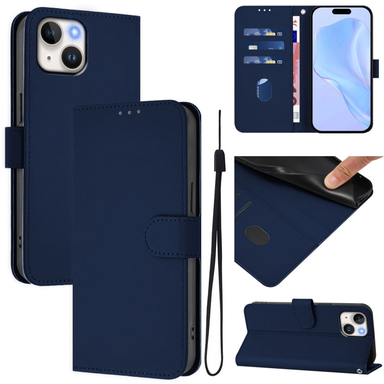 皮膚觸感純色皮革手機殼附掛繩，適用於 iPhone 14 / 13，適用於 iPhone 14 Pro